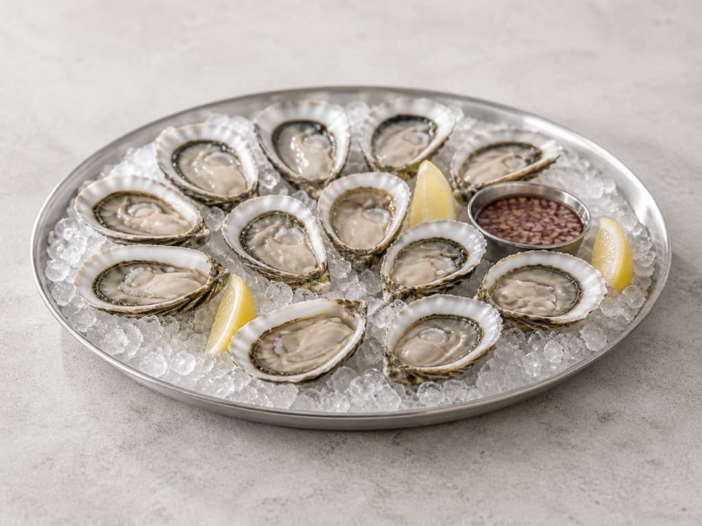 Assiette de la mer dressée très sobre, lignes nettes
